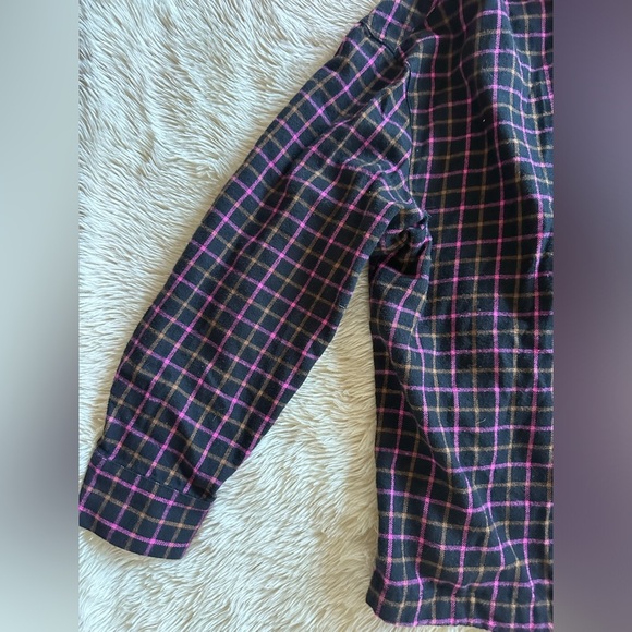Madewell Plaid Flannel Pink Black and Tan Button Down Shirt Size Large / L - Picture 8 of 12